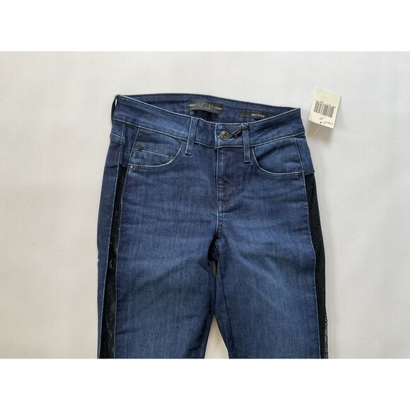 Guess Women’s Sexy Curve Skinny Jeans Side Lace Details In Blue Size 24 - Picture 5 of 11
